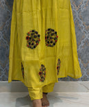 Mustard Yellow Color Premium Mul Chanderi Silk 3 Piece Salwar Set with Lining /  ESS413