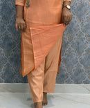 Pastel Orange Color Premium Mul Chanderi Silk Designer Ethnic 3 Piece Salwar Set with Lining /  ESS391