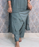 Gray and Pink Color Premium Mul Chanderi Silk Embroidery 3 Piece Salwar Set with Lining /  ESS367