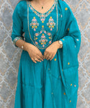Rama Green Color Premium Mul Chanderi Silk Embroidery 3 Piece Salwar Set with Lining /  ESS399