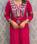 Pink and Teal Blue Color Premium Flex Cotton Embroidery 3 Piece Salwar Set with Lining /  ESS414