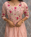 Pink Color Premium Mul Chanderi Silk Embroidery 3 Piece Salwar Set with Lining /  ESS414