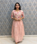 Pink Color Premium Mul Chanderi Silk Embroidery 3 Piece Salwar Set with Lining /  ESS414
