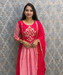 Pink Color Premium Mul Chanderi Silk Ethnic 3 Piece Salwar Set with Lining /  ESS425