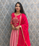 Pink Color Premium Mul Chanderi Silk Ethnic 3 Piece Salwar Set with Lining /  ESS425