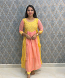 Yellow and Pink Color Premium Mul Chanderi Silk Ethnic 3 Piece Salwar Set with Lining /  ESS425