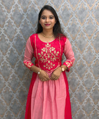Pink Color Premium Mul Chanderi Silk Ethnic 3 Piece Salwar Set with Lining /  ESS425