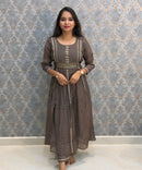 Gray Color Premium Mul Chanderi Silk Ethnic 3 Piece Salwar Set with Lining /  ESS425