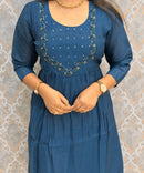 Navy Blue Color Premium Mul Chanderi Silk Ethnic 3 Piece Salwar Set with Lining /  ESS425