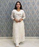 White Color Premium Mul Chanderi Silk Ethnic 3 Piece Salwar Set with Lining /  ESS425