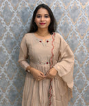 Beige Color Premium Mul Chanderi Silk Ethnic 3 Piece Salwar Set with Lining /  ESS425