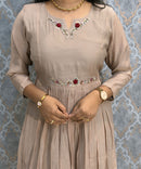 Beige Color Premium Mul Chanderi Silk Ethnic 3 Piece Salwar Set with Lining /  ESS425