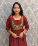 Maroon Color Premium Mul Chanderi Silk Ethnic 3 Piece Salwar Set with Lining /  ESS425