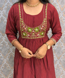 Maroon Color Premium Mul Chanderi Silk Ethnic 3 Piece Salwar Set with Lining /  ESS425