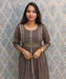 Gray Color Premium Mul Chanderi Silk Ethnic 3 Piece Salwar Set with Lining /  ESS425