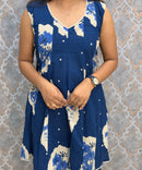 Indigo Blue Color Premium Mul Cotton Coord Set with Sleeves / ESS417