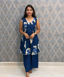 Indigo Blue Color Premium Mul Cotton Coord Set with Sleeves / ESS417