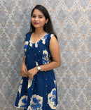 Indigo Blue Color Premium Mul Cotton Coord Set with Sleeves / ESS417