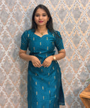 Peacock Blue and Pink Color Premium Raw Silk 3 Piece Salwar Set with Lining / LSS194