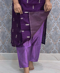 Purple and Lavender Color Big Butta Premium Raw Silk 3 Piece Salwar Set with Lining / LSS194