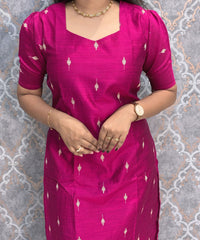 Pink and Rama Green Color Premium Raw Silk 3 Piece Salwar Set with Lining / LSS194