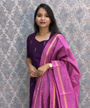 Purple and Pink Color Premium Raw Silk 3 Piece Salwar Set with Lining / LSS194