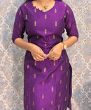 Dark Purple with Violet Color Premium Raw Silk 3 Piece Salwar Set with Lining / LSS194