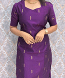 Purple and Pink Color Premium Raw Silk 3 Piece Salwar Set with Lining / LSS194