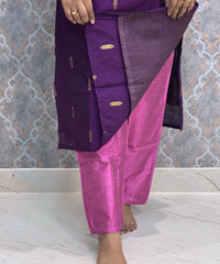 Purple and Pink Color Premium Raw Silk 3 Piece Salwar Set with Lining / LSS194