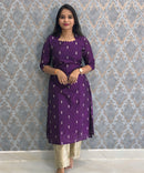 Dark Purple and Beige Color Premium Raw Silk 3 Piece Salwar Set with Lining / LSS194