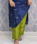 Navy Blue and Green Color Premium Raw Silk 3 Piece Salwar Set with Lining / LSS194