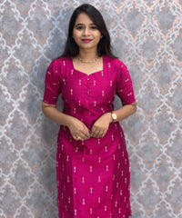 Pink and Green Color Premium Raw Silk 3 Piece Salwar Set with Lining / LSS194