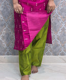 Pink and Green Color Premium Raw Silk 3 Piece Salwar Set with Lining / LSS194