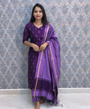 Purple and Lavender Color Premium Raw Silk 3 Piece Salwar Set with Lining / LSS194