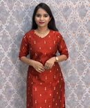 Rust Orange and Brown Color Premium Raw Silk 3 Piece Salwar Set with Lining / LSS194