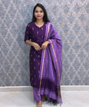 Purple and Lavender Color Big Butta Premium Raw Silk 3 Piece Salwar Set with Lining / LSS194
