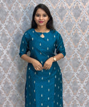 Peacock Blue and Pink Color Premium Raw Silk 3 Piece Salwar Set with Lining / LSS194