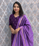 Purple and Lavender Color Premium Raw Silk 3 Piece Salwar Set with Lining / LSS194