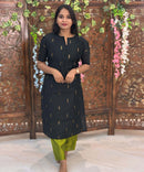 Black and Green Color Round Neck Premium Raw Silk 3 Piece Salwar Set with Lining / LSS194