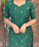 Green and Yellow Color Sweet Heart Neck Premium Raw Silk 3 Piece Salwar Set with Lining / LSS194