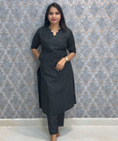 Black Color Premium Raw Silk Coord Set with Pocket / LSS216