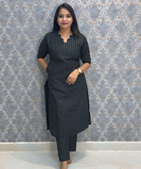 Black Color Premium Raw Silk Coord Set with Pocket / LSS216