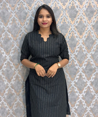 Black Color Premium Raw Silk Coord Set with Pocket / LSS216