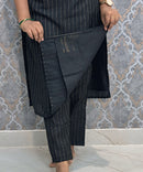 Black Color Premium Raw Silk Coord Set with Pocket / LSS216