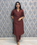Deep Maroon Color Premium Raw Silk Coord Set with Pocket / LSS216