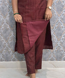 Deep Maroon Color Premium Raw Silk Coord Set with Pocket / LSS216