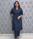 Navy Blue Color Premium Raw Silk Coord Set with Pocket / LSS216