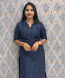 Navy Blue Color Premium Raw Silk Coord Set with Pocket / LSS216