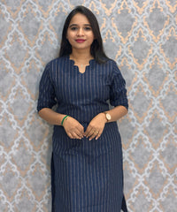 Navy Blue Color Premium Raw Silk Coord Set with Pocket / LSS216