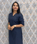 Navy Blue Color Premium Raw Silk Coord Set with Pocket / LSS216